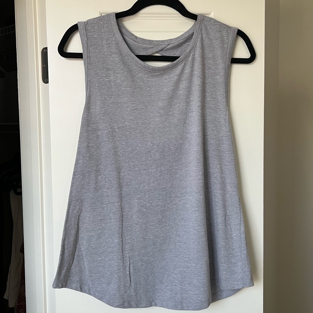 Anthropologie Light Gray Open Back Tank Top - Size Medium
